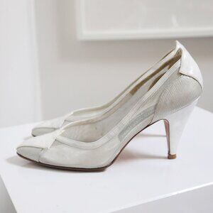 Vintage Stuart Weitzman for Mr Seymour White Painted Leather Mesh Stiletto Heel